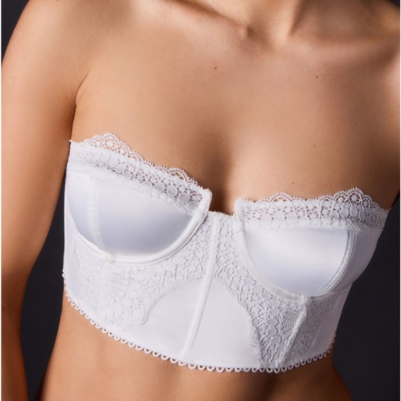 Free People Intimately FP Lingerie Lots of Love Corset Crop Bralette Ivory - Picture 2 of 8